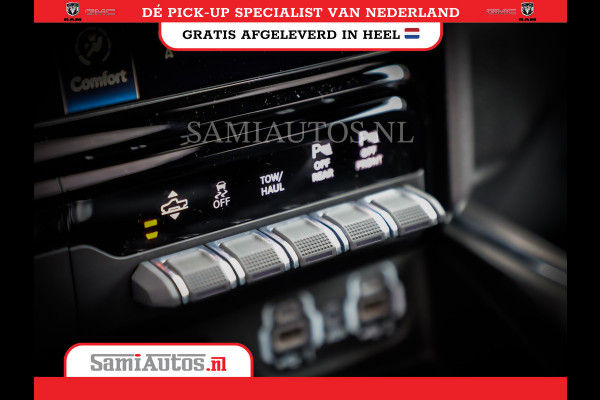 Dodge Ram 1500 LARAMIE NIGHT | NIEUW! BMP VRIJ | PANORAMA | LPG | HUD | VIRTUAL | LUCHTVERING | 360CAM | DODE HOEK | 5.7 V8 HEMI 402PK 4x4 | CREWCAB 5 PERSOONS | GRIJSKENTEKEN | VOORRAAD NR 2147 - 4802