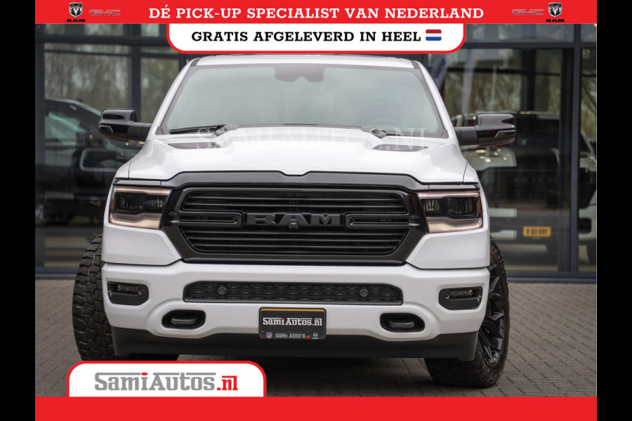 Dodge Ram 1500 LARAMIE NIGHT | NIEUW! BMP VRIJ | PANORAMA | LPG | HUD | VIRTUAL | LUCHTVERING | 360CAM | DODE HOEK | 5.7 V8 HEMI 402PK 4x4 | CREWCAB 5 PERSOONS | GRIJSKENTEKEN | VOORRAAD NR 2147 - 4802