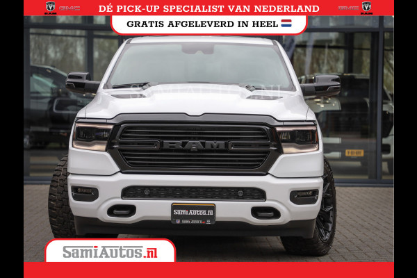 Dodge Ram 1500 LARAMIE NIGHT | NIEUW! BMP VRIJ | PANORAMA | LPG | HUD | VIRTUAL | LUCHTVERING | 360CAM | DODE HOEK | 5.7 V8 HEMI 402PK 4x4 | CREWCAB 5 PERSOONS | GRIJSKENTEKEN | VOORRAAD NR 2147 - 4802