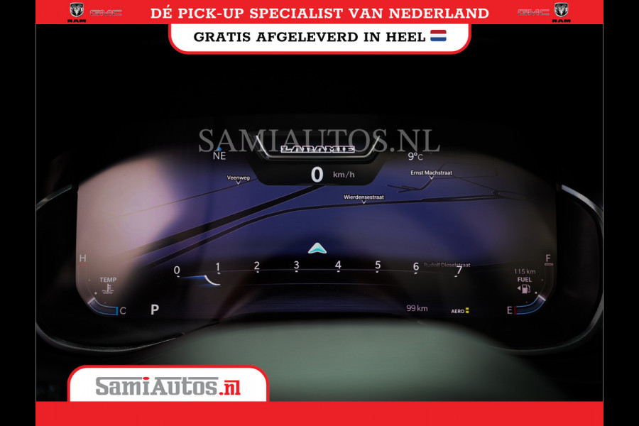 Dodge Ram 1500 LARAMIE NIGHT | NIEUW! BMP VRIJ | PANORAMA | LPG | HUD | VIRTUAL | LUCHTVERING | 360CAM | DODE HOEK | 5.7 V8 HEMI 402PK 4x4 | CREWCAB 5 PERSOONS | GRIJSKENTEKEN | VOORRAAD NR 2147 - 4802