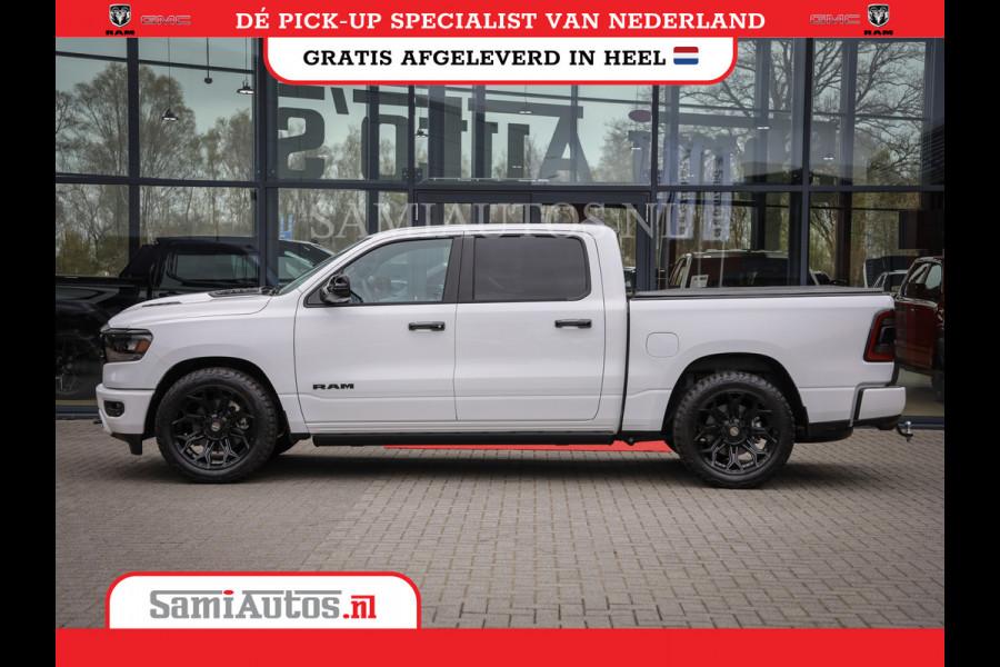 Dodge Ram 1500 LARAMIE NIGHT | NIEUW! BMP VRIJ | PANORAMA | LPG | HUD | VIRTUAL | LUCHTVERING | 360CAM | DODE HOEK | 5.7 V8 HEMI 402PK 4x4 | CREWCAB 5 PERSOONS | GRIJSKENTEKEN | VOORRAAD NR 2147 - 4802