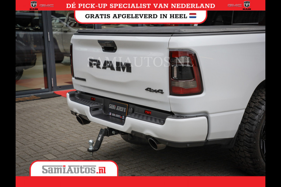 Dodge Ram 1500 LARAMIE NIGHT | NIEUW! BMP VRIJ | PANORAMA | LPG | HUD | VIRTUAL | LUCHTVERING | 360CAM | DODE HOEK | 5.7 V8 HEMI 402PK 4x4 | CREWCAB 5 PERSOONS | GRIJSKENTEKEN | VOORRAAD NR 2147 - 4802