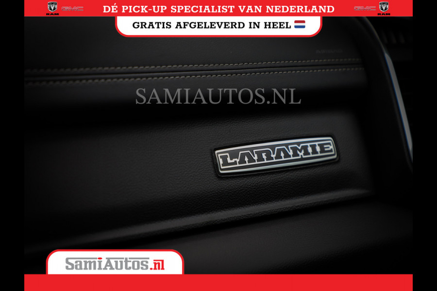 Dodge Ram 1500 LARAMIE NIGHT | NIEUW! BMP VRIJ | PANORAMA | LPG | HUD | VIRTUAL | LUCHTVERING | 360CAM | DODE HOEK | 5.7 V8 HEMI 402PK 4x4 | CREWCAB 5 PERSOONS | GRIJSKENTEKEN | VOORRAAD NR 2147 - 4802