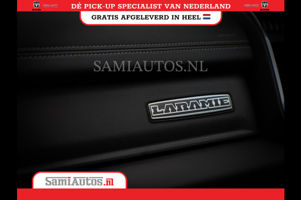 Dodge Ram 1500 LARAMIE NIGHT | NIEUW! BMP VRIJ | PANORAMA | LPG | HUD | VIRTUAL | LUCHTVERING | 360CAM | DODE HOEK | 5.7 V8 HEMI 402PK 4x4 | CREWCAB 5 PERSOONS | GRIJSKENTEKEN | VOORRAAD NR 2147 - 4802