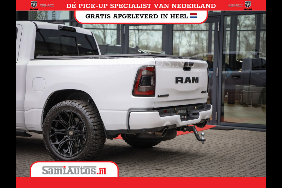 Dodge Ram 1500 LARAMIE NIGHT | NIEUW! BMP VRIJ | PANORAMA | LPG | HUD | VIRTUAL | LUCHTVERING | 360CAM | DODE HOEK | 5.7 V8 HEMI 402PK 4x4 | CREWCAB 5 PERSOONS | GRIJSKENTEKEN | VOORRAAD NR 2147 - 4802