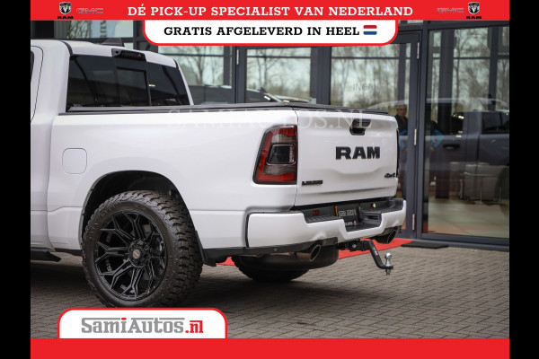 Dodge Ram 1500 LARAMIE NIGHT | NIEUW! BMP VRIJ | PANORAMA | LPG | HUD | VIRTUAL | LUCHTVERING | 360CAM | DODE HOEK | 5.7 V8 HEMI 402PK 4x4 | CREWCAB 5 PERSOONS | GRIJSKENTEKEN | VOORRAAD NR 2147 - 4802