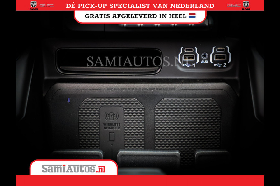 Dodge Ram 1500 LARAMIE NIGHT | NIEUW! BMP VRIJ | PANORAMA | LPG | HUD | VIRTUAL | LUCHTVERING | 360CAM | DODE HOEK | 5.7 V8 HEMI 402PK 4x4 | CREWCAB 5 PERSOONS | GRIJSKENTEKEN | VOORRAAD NR 2147 - 4802