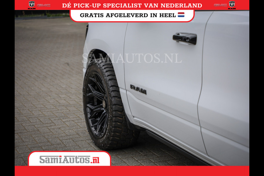Dodge Ram 1500 LARAMIE NIGHT | NIEUW! BMP VRIJ | PANORAMA | LPG | HUD | VIRTUAL | LUCHTVERING | 360CAM | DODE HOEK | 5.7 V8 HEMI 402PK 4x4 | CREWCAB 5 PERSOONS | GRIJSKENTEKEN | VOORRAAD NR 2147 - 4802
