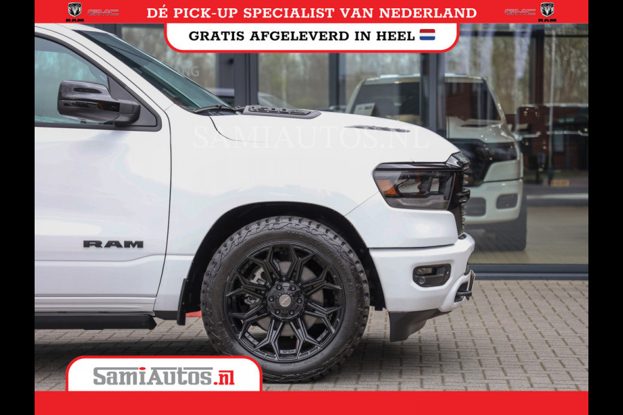 Dodge Ram 1500 LARAMIE NIGHT | NIEUW! BMP VRIJ | PANORAMA | LPG | HUD | VIRTUAL | LUCHTVERING | 360CAM | DODE HOEK | 5.7 V8 HEMI 402PK 4x4 | CREWCAB 5 PERSOONS | GRIJSKENTEKEN | VOORRAAD NR 2147 - 4802