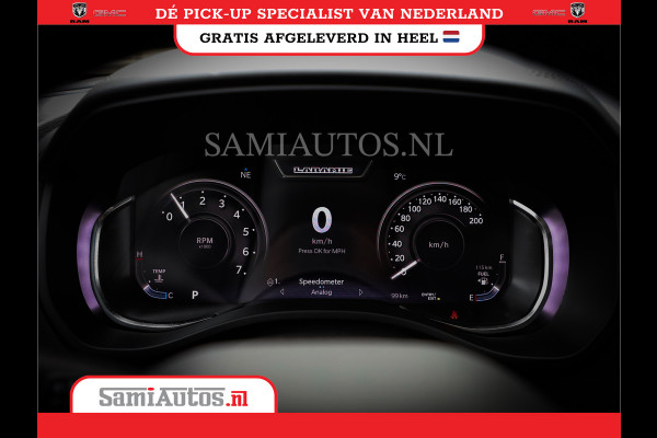 Dodge Ram 1500 LARAMIE NIGHT | NIEUW! BMP VRIJ | PANORAMA | LPG | HUD | VIRTUAL | LUCHTVERING | 360CAM | DODE HOEK | 5.7 V8 HEMI 402PK 4x4 | CREWCAB 5 PERSOONS | GRIJSKENTEKEN | VOORRAAD NR 2147 - 4802