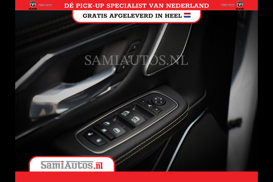 Dodge Ram 1500 LARAMIE NIGHT | NIEUW! BMP VRIJ | PANORAMA | LPG | HUD | VIRTUAL | LUCHTVERING | 360CAM | DODE HOEK | 5.7 V8 HEMI 402PK 4x4 | CREWCAB 5 PERSOONS | GRIJSKENTEKEN | VOORRAAD NR 2147 - 4802