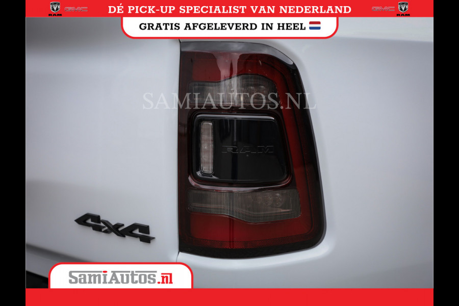 Dodge Ram 1500 LARAMIE NIGHT | NIEUW! BMP VRIJ | PANORAMA | LPG | HUD | VIRTUAL | LUCHTVERING | 360CAM | DODE HOEK | 5.7 V8 HEMI 402PK 4x4 | CREWCAB 5 PERSOONS | GRIJSKENTEKEN | VOORRAAD NR 2147 - 4802