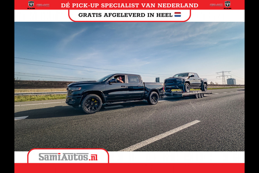 Dodge Ram 1500 LARAMIE NIGHT | NIEUW! BMP VRIJ | PANORAMA | LPG | HUD | VIRTUAL | LUCHTVERING | 360CAM | DODE HOEK | 5.7 V8 HEMI 402PK 4x4 | CREWCAB 5 PERSOONS | GRIJSKENTEKEN | VOORRAAD NR 2147 - 4802