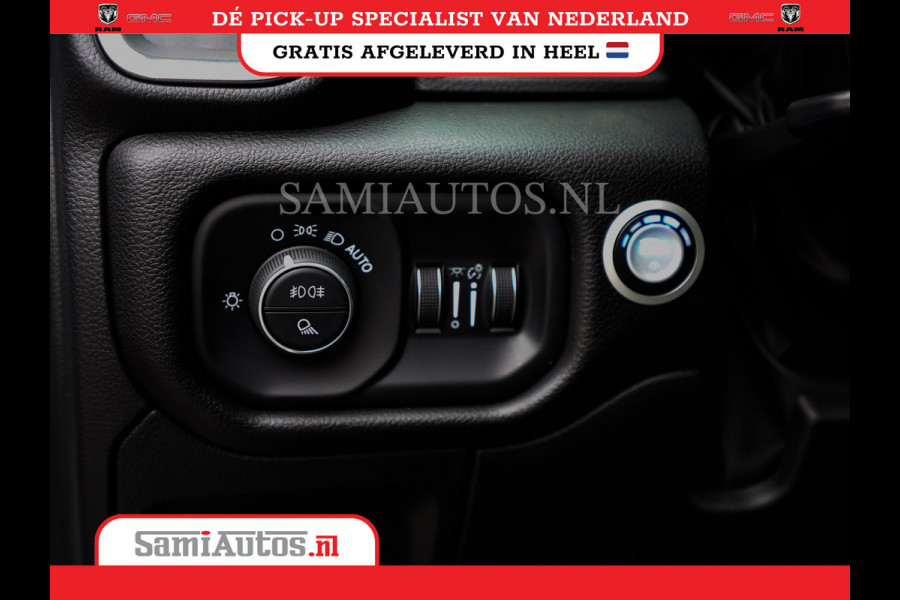 Dodge Ram 1500 LARAMIE NIGHT | NIEUW! BMP VRIJ | PANORAMA | LPG | HUD | VIRTUAL | LUCHTVERING | 360CAM | DODE HOEK | 5.7 V8 HEMI 402PK 4x4 | CREWCAB 5 PERSOONS | GRIJSKENTEKEN | VOORRAAD NR 2147 - 4802