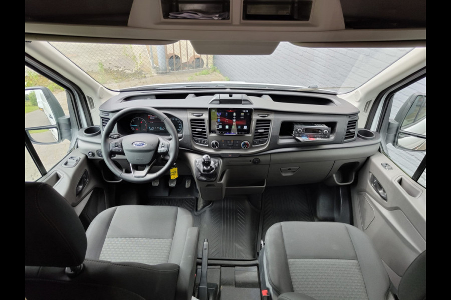 Ford Transit 350 D130pk L4H3 Navi Camera Pdc Apple Carplay Android Airco Cruise Control Voorruit-Verwarmd 2.0TDCI Regensensor DAB Schuifdeur Betonplex Vloer Wandbetimmering Roll Stability Control Led Spoorwisselassist Euro 6 Zeer Compleet!