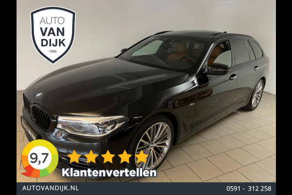 BMW 5 Serie Touring 520d High Executive AUTOMAAT PANO AIRCO NAVI CRUISE BLUETOOTH HEAD UP DISPLAY LEER TREKHAAK VELGEN NIEUWSTAAT