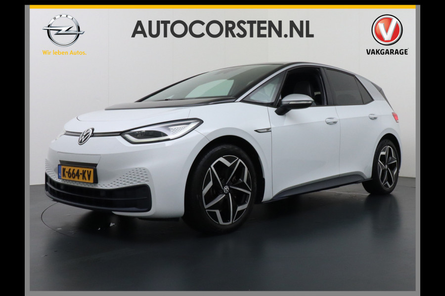 Volkswagen ID.3 58kWh 204PK First Plus Navi-Pro 19" Camera Apple Carplay Android Auto Matrix-LED Stoel-Stuurverwarming Adapt.Cruise Control Pdc  Lmv Bluetooth Draadloze telefoonlader Regensensor Rijstrooksensor Verkeersbord detectie €44.000,- Nieuw! Grootste accu (garantie t/m 30-12-2028)