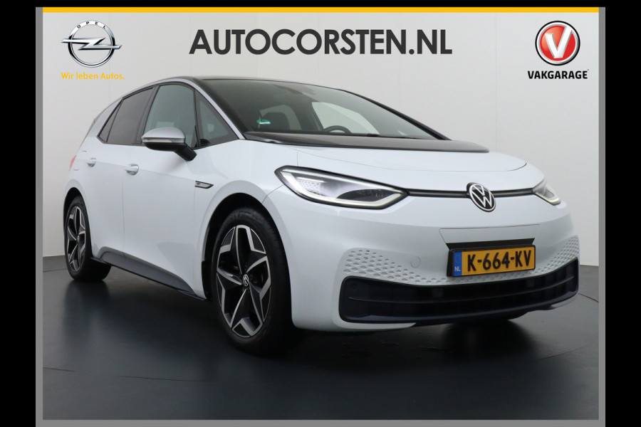 Volkswagen ID.3 58kWh 204PK First Plus Navi-Pro 19" Camera Apple Carplay Android Auto Matrix-LED Stoel-Stuurverwarming Adapt.Cruise Control Pdc  Lmv Bluetooth Draadloze telefoonlader Regensensor Rijstrooksensor Verkeersbord detectie €44.000,- Nieuw! Grootste accu (garantie t/m 30-12-2028)