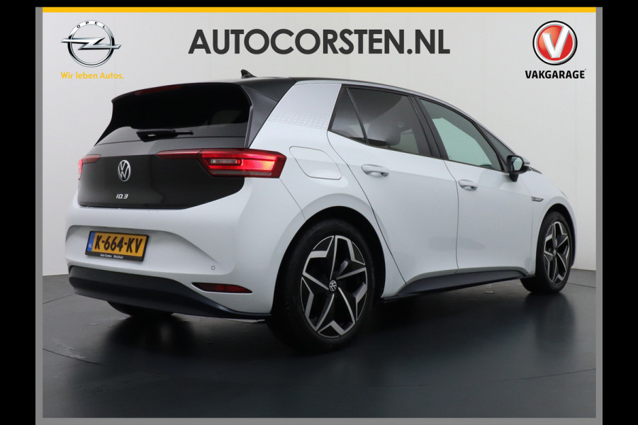 Volkswagen ID.3 58kWh 204PK First Plus Navi-Pro 19" Camera Apple Carplay Android Auto Matrix-LED Stoel-Stuurverwarming Adapt.Cruise Control Pdc  Lmv Bluetooth Draadloze telefoonlader Regensensor Rijstrooksensor Verkeersbord detectie €44.000,- Nieuw! Grootste accu (garantie t/m 30-12-2028)