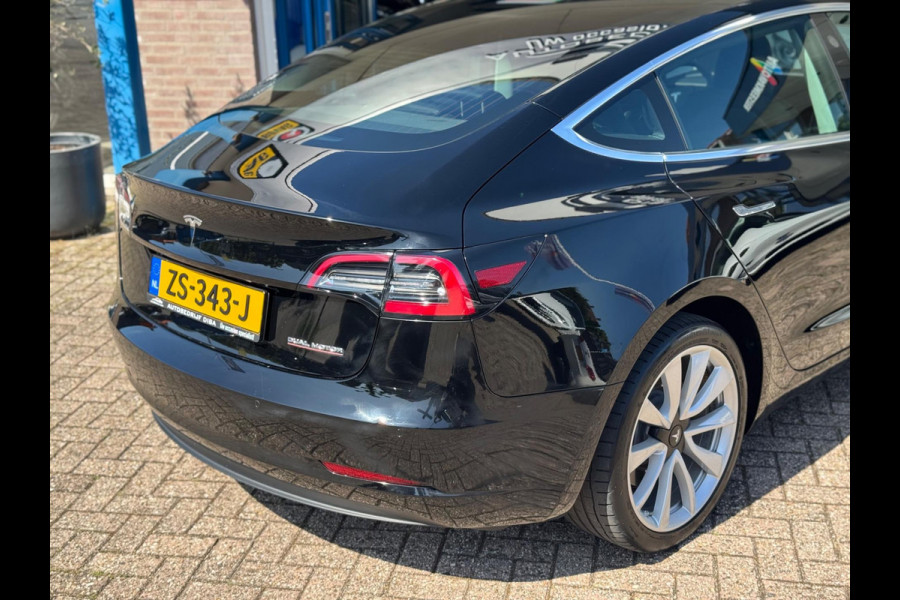 Tesla Model 3 Long Range AWD 75 kWh 2019 ZWART NAVI NAP BTW!