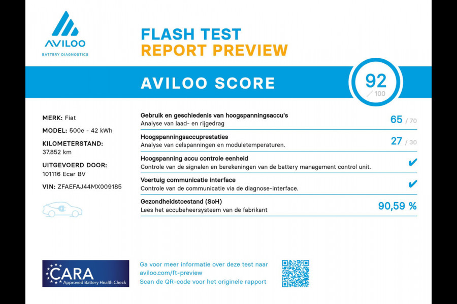 Fiat 500E CABRIO Icon 42 kWh | Navigatie | Automatische airco | Achteruitrijcamera |  SoH (batterijcheck) 90.59 % score!