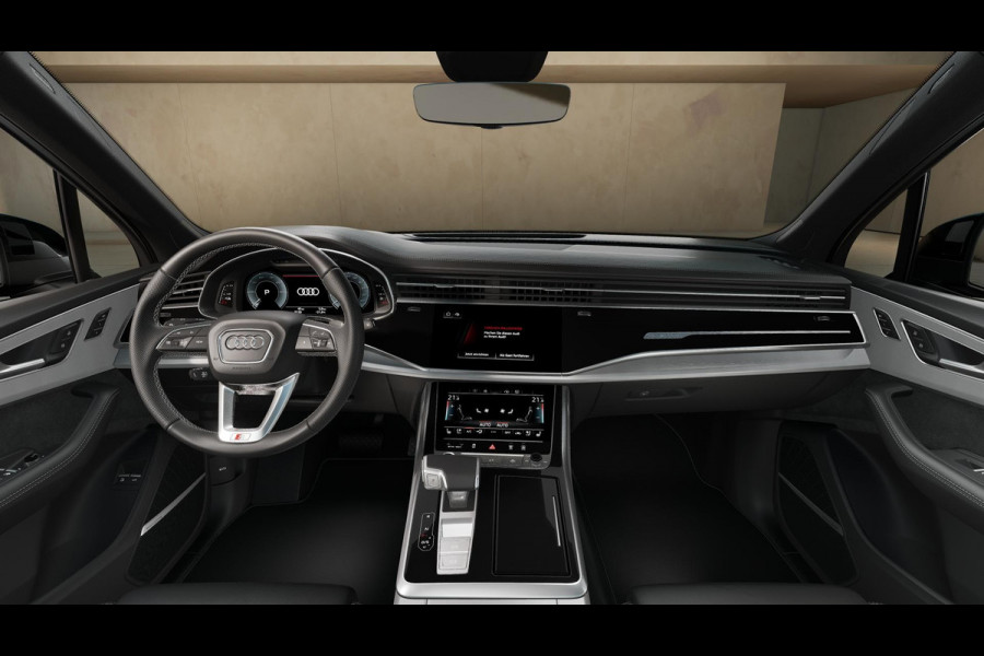 Audi Q7 55 TFSI e quattro Pro Line S panoramadak, omgevingscamera's, adaptive cruise control, B&O soundsysteem, vierwielbesturing, Sportstoelen Plus, leder interieur ruitpatroon, optiekpakket zwart Plus, trekhaak, comfortsleutel