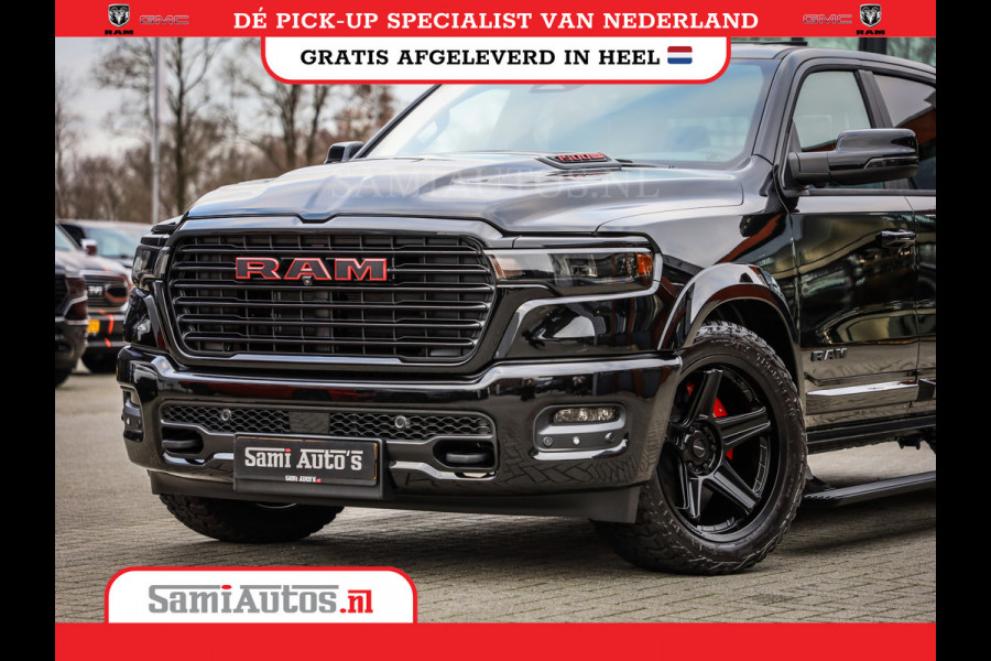 Dodge Ram NIGHT PREMIUM 2025 | BOM VOL + 14.4 INCH SCHERM | LUCHTVERING | HUD | HURRICANE 420PK 636 Nm | PRIJS MET LPG EN COVER EN GARANTI DUBBELE CABINE | PICK UP | 5 PERSOONS | DC | GRIJSKENTEKEN | VOORRAAD NR 2287 - 3384