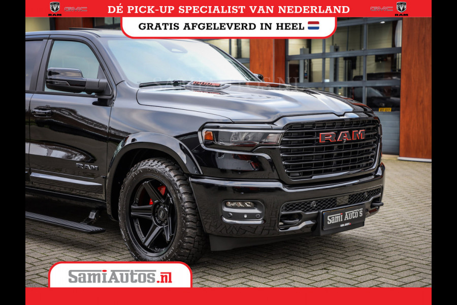 Dodge Ram NIGHT PREMIUM 2025 | BOM VOL + 14.4 INCH SCHERM | LUCHTVERING | HUD | HURRICANE 420PK 636 Nm | PRIJS MET LPG EN COVER EN GARANTI DUBBELE CABINE | PICK UP | 5 PERSOONS | DC | GRIJSKENTEKEN | VOORRAAD NR 2287 - 3384
