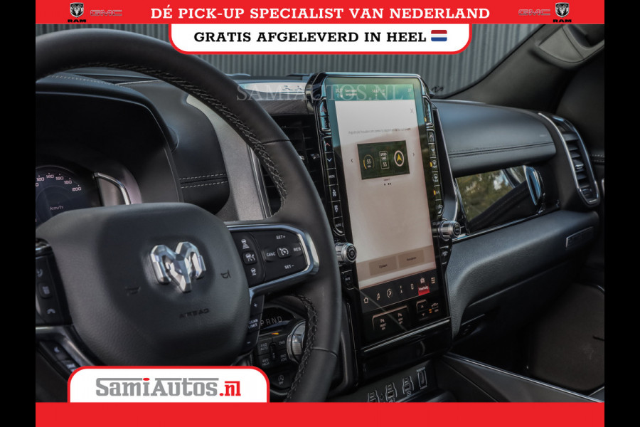 Dodge Ram NIGHT PREMIUM 2025 | BOM VOL + 14.4 INCH SCHERM | LUCHTVERING | HUD | HURRICANE 420PK 636 Nm | PRIJS MET LPG EN COVER EN GARANTI DUBBELE CABINE | PICK UP | 5 PERSOONS | DC | GRIJSKENTEKEN | VOORRAAD NR 2287 - 3384