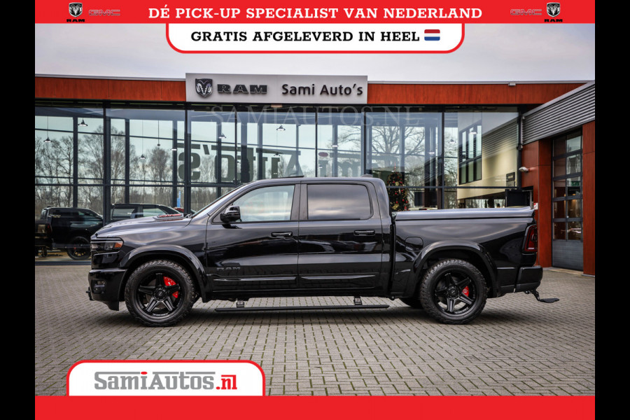 Dodge Ram NIGHT PREMIUM 2025 | BOM VOL + 14.4 INCH SCHERM | LUCHTVERING | HUD | HURRICANE 420PK 636 Nm | PRIJS MET LPG EN COVER EN GARANTI DUBBELE CABINE | PICK UP | 5 PERSOONS | DC | GRIJSKENTEKEN | VOORRAAD NR 2287 - 3384