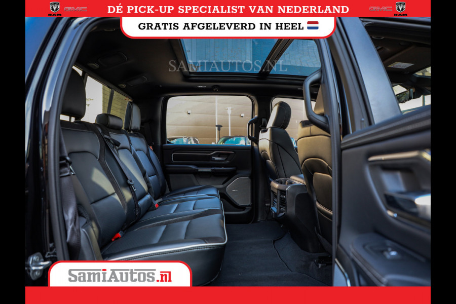 Dodge Ram NIGHT PREMIUM 2025 | BOM VOL + 14.4 INCH SCHERM | LUCHTVERING | HUD | HURRICANE 420PK 636 Nm | PRIJS MET LPG EN COVER EN GARANTI DUBBELE CABINE | PICK UP | 5 PERSOONS | DC | GRIJSKENTEKEN | VOORRAAD NR 2287 - 3384