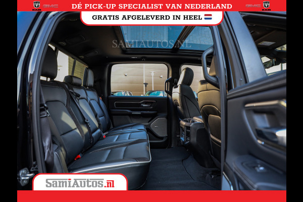 Dodge Ram NIGHT PREMIUM 2025 | BOM VOL + 14.4 INCH SCHERM | LUCHTVERING | HUD | HURRICANE 420PK 636 Nm | PRIJS MET LPG EN COVER EN GARANTI DUBBELE CABINE | PICK UP | 5 PERSOONS | DC | GRIJSKENTEKEN | VOORRAAD NR 2287 - 3384