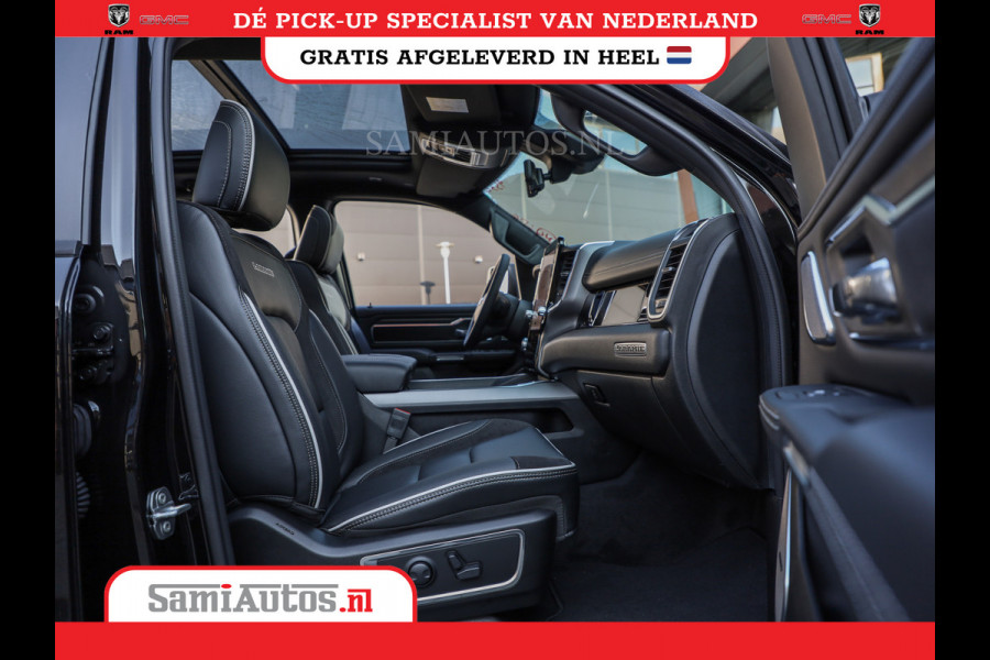Dodge Ram NIGHT PREMIUM 2025 | BOM VOL + 14.4 INCH SCHERM | LUCHTVERING | HUD | HURRICANE 420PK 636 Nm | PRIJS MET LPG EN COVER EN GARANTI DUBBELE CABINE | PICK UP | 5 PERSOONS | DC | GRIJSKENTEKEN | VOORRAAD NR 2287 - 3384