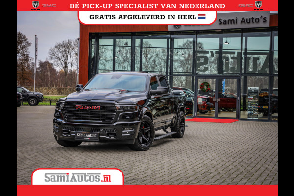 Dodge Ram NIGHT PREMIUM 2025 | BOM VOL + 14.4 INCH SCHERM | LUCHTVERING | HUD | HURRICANE 420PK 636 Nm | PRIJS MET LPG EN COVER EN GARANTI DUBBELE CABINE | PICK UP | 5 PERSOONS | DC | GRIJSKENTEKEN | VOORRAAD NR 2287 - 3384