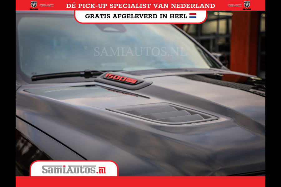 Dodge Ram NIGHT PREMIUM 2025 | BOM VOL + 14.4 INCH SCHERM | LUCHTVERING | HUD | HURRICANE 420PK 636 Nm | PRIJS MET LPG EN COVER EN GARANTI DUBBELE CABINE | PICK UP | 5 PERSOONS | DC | GRIJSKENTEKEN | VOORRAAD NR 2287 - 3384