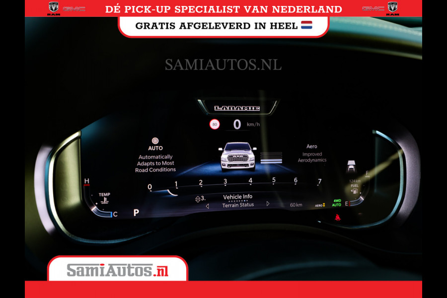 Dodge Ram NIGHT PREMIUM 2025 | BOM VOL + 14.4 INCH SCHERM | LUCHTVERING | HUD | HURRICANE 420PK 636 Nm | PRIJS MET LPG EN COVER EN GARANTI DUBBELE CABINE | PICK UP | 5 PERSOONS | DC | GRIJSKENTEKEN | VOORRAAD NR 2287 - 3384