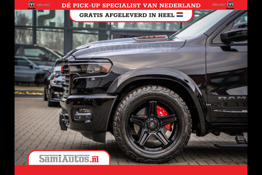 Dodge Ram NIGHT PREMIUM 2025 | BOM VOL + 14.4 INCH SCHERM | LUCHTVERING | HUD | HURRICANE 420PK 636 Nm | PRIJS MET LPG EN COVER EN GARANTI DUBBELE CABINE | PICK UP | 5 PERSOONS | DC | GRIJSKENTEKEN | VOORRAAD NR 2287 - 3384