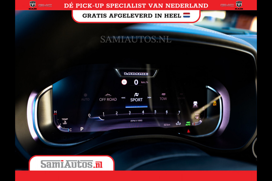 Dodge Ram NIGHT PREMIUM 2025 | BOM VOL + 14.4 INCH SCHERM | LUCHTVERING | HUD | HURRICANE 420PK 636 Nm | PRIJS MET LPG EN COVER EN GARANTI DUBBELE CABINE | PICK UP | 5 PERSOONS | DC | GRIJSKENTEKEN | VOORRAAD NR 2287 - 3384