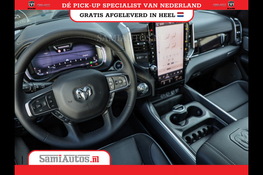 Dodge Ram NIGHT PREMIUM 2025 | BOM VOL + 14.4 INCH SCHERM | LUCHTVERING | HUD | HURRICANE 420PK 636 Nm | PRIJS MET LPG EN COVER EN GARANTI DUBBELE CABINE | PICK UP | 5 PERSOONS | DC | GRIJSKENTEKEN | VOORRAAD NR 2287 - 3384