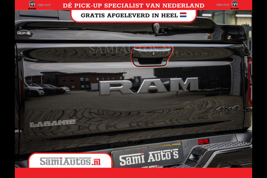 Dodge Ram NIGHT PREMIUM 2025 | BOM VOL + 14.4 INCH SCHERM | LUCHTVERING | HUD | HURRICANE 420PK 636 Nm | PRIJS MET LPG EN COVER EN GARANTI DUBBELE CABINE | PICK UP | 5 PERSOONS | DC | GRIJSKENTEKEN | VOORRAAD NR 2287 - 3384