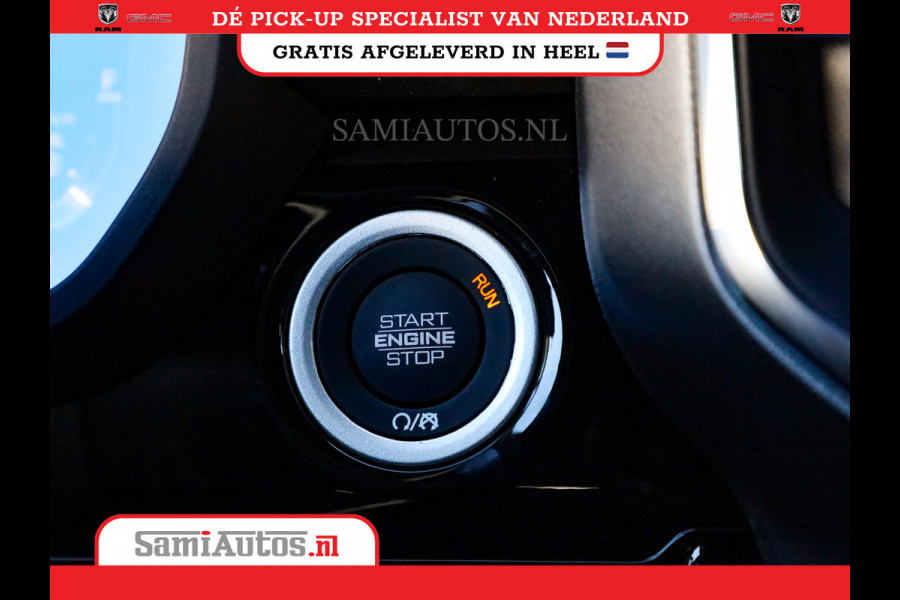 Dodge Ram NIGHT PREMIUM 2025 | BOM VOL + 14.4 INCH SCHERM | LUCHTVERING | HUD | HURRICANE 420PK 636 Nm | PRIJS MET LPG EN COVER EN GARANTI DUBBELE CABINE | PICK UP | 5 PERSOONS | DC | GRIJSKENTEKEN | VOORRAAD NR 2287 - 3384
