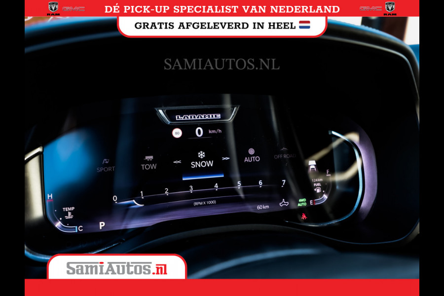 Dodge Ram NIGHT PREMIUM 2025 | BOM VOL + 14.4 INCH SCHERM | LUCHTVERING | HUD | HURRICANE 420PK 636 Nm | PRIJS MET LPG EN COVER EN GARANTI DUBBELE CABINE | PICK UP | 5 PERSOONS | DC | GRIJSKENTEKEN | VOORRAAD NR 2287 - 3384