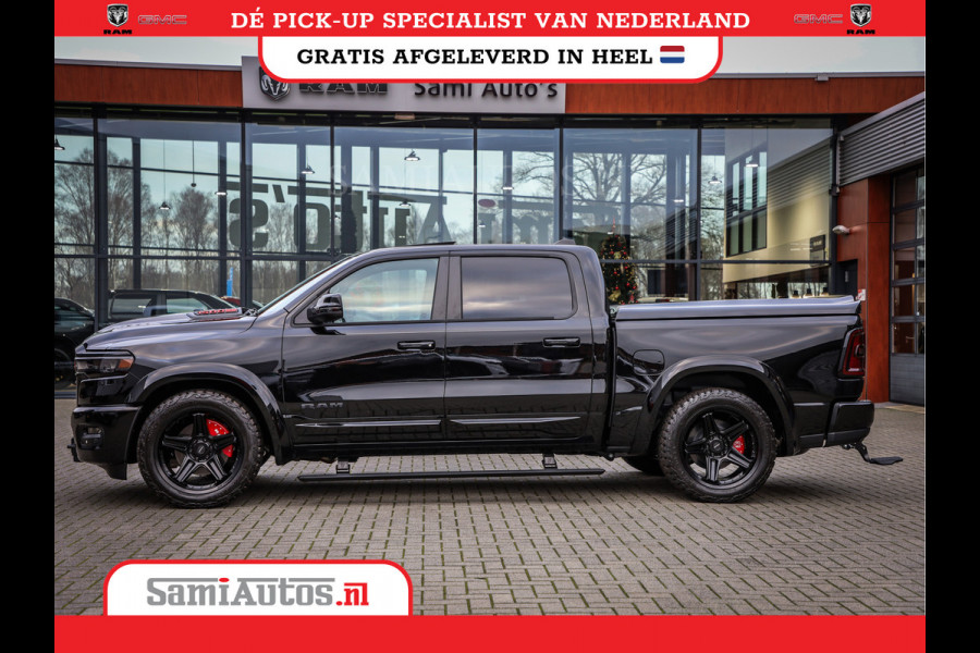 Dodge Ram NIGHT PREMIUM 2025 | BOM VOL + 14.4 INCH SCHERM | LUCHTVERING | HUD | HURRICANE 420PK 636 Nm | PRIJS MET LPG EN COVER EN GARANTI DUBBELE CABINE | PICK UP | 5 PERSOONS | DC | GRIJSKENTEKEN | VOORRAAD NR 2287 - 3384