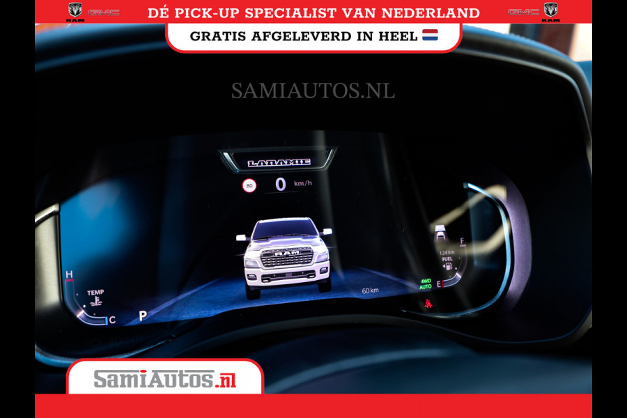 Dodge Ram NIGHT PREMIUM 2025 | BOM VOL + 14.4 INCH SCHERM | LUCHTVERING | HUD | HURRICANE 420PK 636 Nm | PRIJS MET LPG EN COVER EN GARANTI DUBBELE CABINE | PICK UP | 5 PERSOONS | DC | GRIJSKENTEKEN | VOORRAAD NR 2287 - 3384