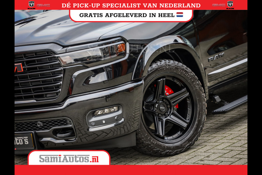 Dodge Ram NIGHT PREMIUM 2025 | BOM VOL + 14.4 INCH SCHERM | LUCHTVERING | HUD | HURRICANE 420PK 636 Nm | PRIJS MET LPG EN COVER EN GARANTI DUBBELE CABINE | PICK UP | 5 PERSOONS | DC | GRIJSKENTEKEN | VOORRAAD NR 2287 - 3384