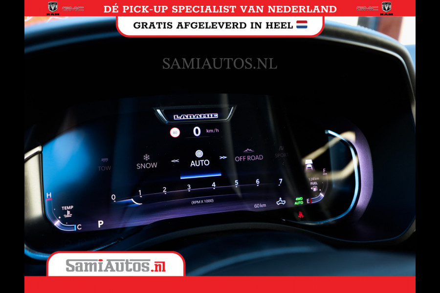 Dodge Ram NIGHT PREMIUM 2025 | BOM VOL + 14.4 INCH SCHERM | LUCHTVERING | HUD | HURRICANE 420PK 636 Nm | PRIJS MET LPG EN COVER EN GARANTI DUBBELE CABINE | PICK UP | 5 PERSOONS | DC | GRIJSKENTEKEN | VOORRAAD NR 2287 - 3384