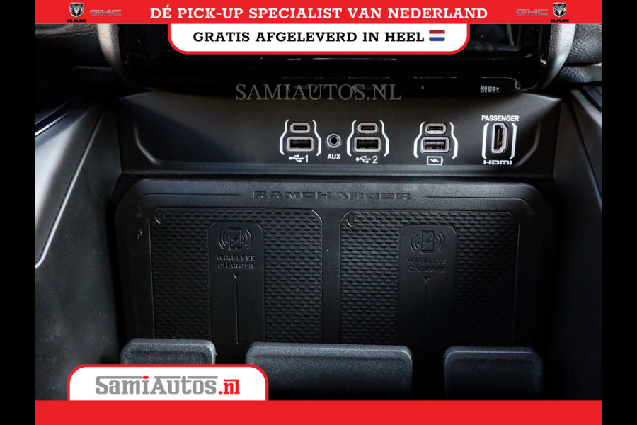 Dodge Ram NIGHT PREMIUM 2025 | BOM VOL + 14.4 INCH SCHERM | LUCHTVERING | HUD | HURRICANE 420PK 636 Nm | PRIJS MET LPG EN COVER EN GARANTI DUBBELE CABINE | PICK UP | 5 PERSOONS | DC | GRIJSKENTEKEN | VOORRAAD NR 2287 - 3384