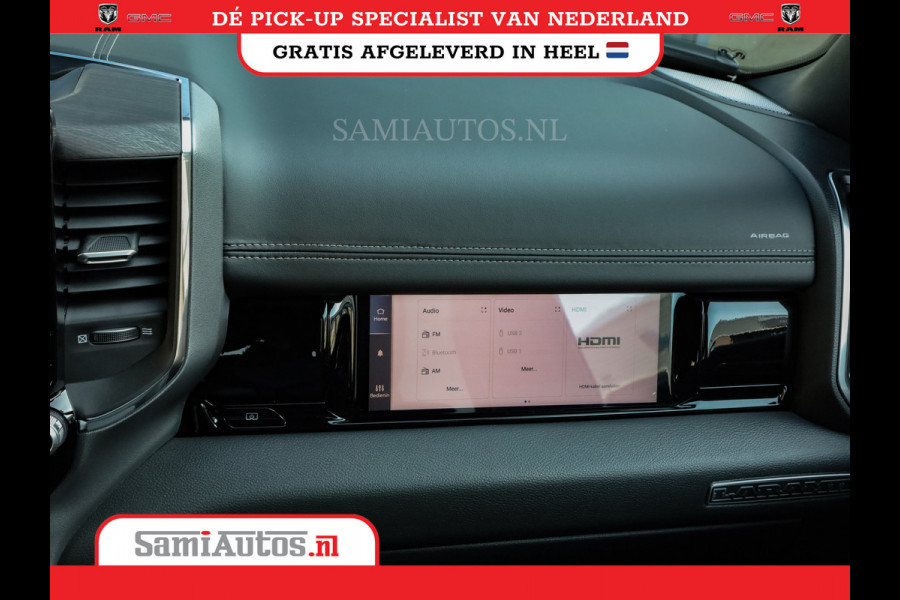 Dodge Ram NIGHT PREMIUM 2025 | BOM VOL + 14.4 INCH SCHERM | LUCHTVERING | HUD | HURRICANE 420PK 636 Nm | PRIJS MET LPG EN COVER EN GARANTI DUBBELE CABINE | PICK UP | 5 PERSOONS | DC | GRIJSKENTEKEN | VOORRAAD NR 2287 - 3384