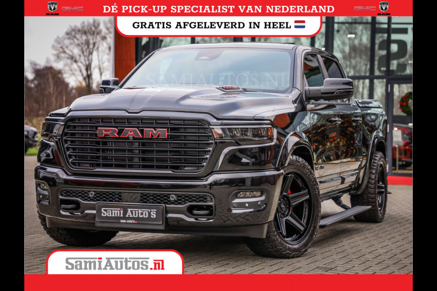 Dodge Ram NIGHT PREMIUM 2025 | BOM VOL + 14.4 INCH SCHERM | LUCHTVERING | HUD | HURRICANE 420PK 636 Nm | PRIJS MET LPG EN COVER EN GARANTI DUBBELE CABINE | PICK UP | 5 PERSOONS | DC | GRIJSKENTEKEN | VOORRAAD NR 2287 - 3384