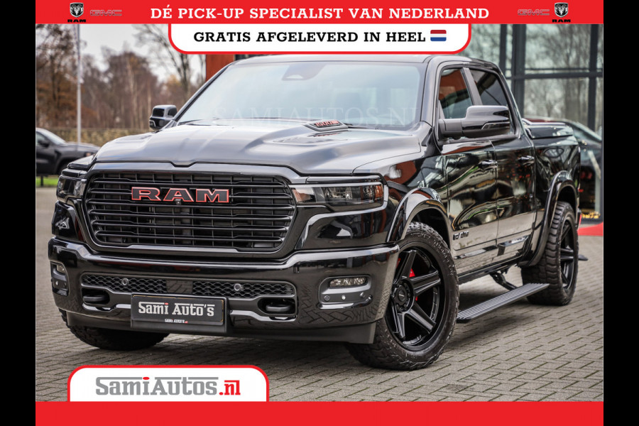 Dodge Ram NIGHT PREMIUM 2025 | BOM VOL + 14.4 INCH SCHERM | LUCHTVERING | HUD | HURRICANE 420PK 636 Nm | PRIJS MET LPG EN COVER EN GARANTI DUBBELE CABINE | PICK UP | 5 PERSOONS | DC | GRIJSKENTEKEN | VOORRAAD NR 2287 - 3384